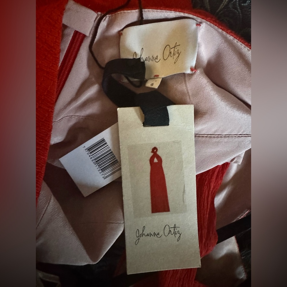 $1250 NWT Johanna Ortiz Runway 100% Silk Red Heart Cutout Halter Maxi Dress - Picture 14 of 16